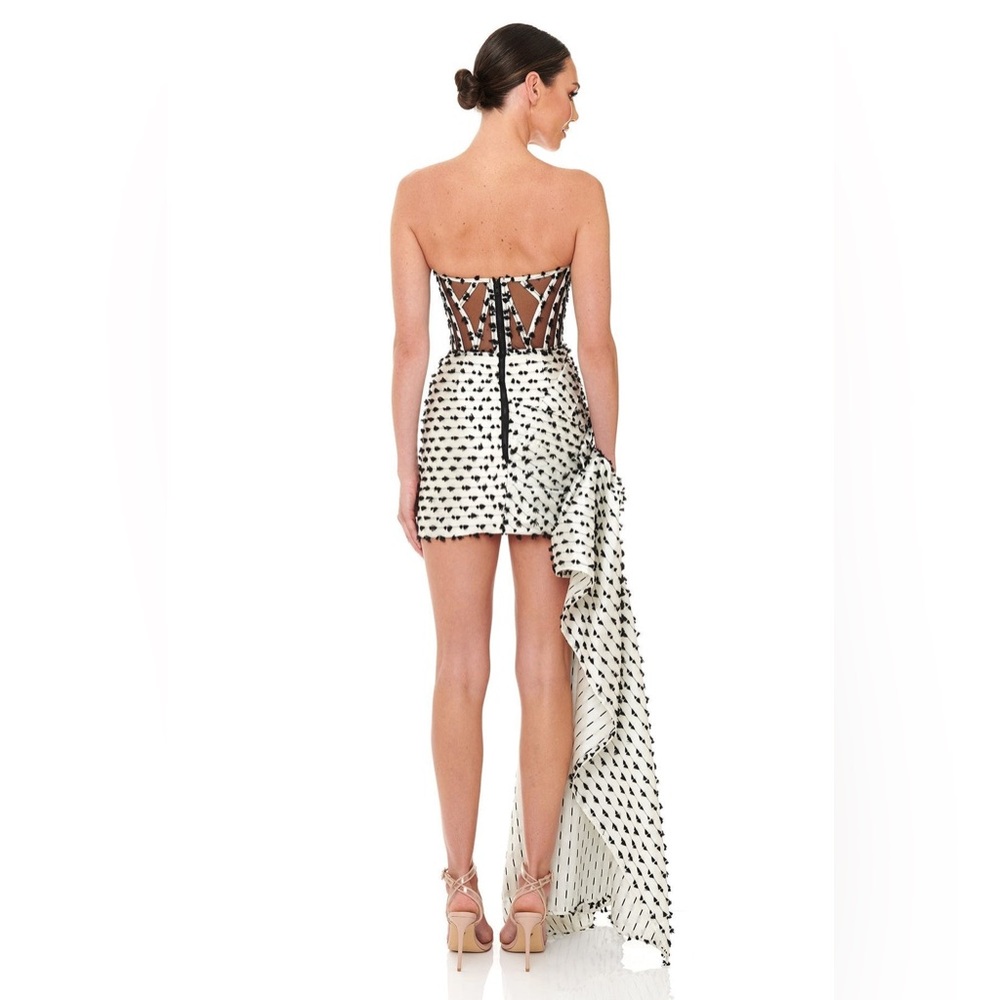 Eliya The Label Georgette Strapless Corset Mini Dress Black White Size M NWT - Picture 5 of 12